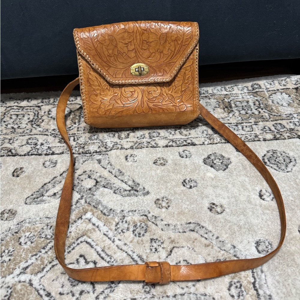 Embossed Leather Crossbody Bag